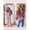 Ekouaer Womens Pajama Sets Pleated Tops with Long Pants Lounge Set Long Sleeve Fall Sleepwear Ladies Pjs S-XXL(Wine Ombre Leaves)