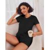 Ekouaer Womens Pajama Sets Short Sleeve Pajamas for Women Sets Soft Lounge Sets Casual V Neck Sleepwear PJS(Black)
