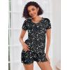 Ekouaer Womens Pajama Sets Short Sleeve Pajamas for Women Sets Soft Lounge Sets Casual V Neck Sleepwear PJS(Black Moon Star)