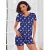 Ekouaer Womens Pajama Sets Short Sleeve Pajamas for Women Sets Soft Lounge Sets Casual V Neck Sleepwear PJS(Blue Moon)