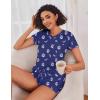 Ekouaer Womens Pajama Sets Short Sleeve Pajamas for Women Sets Soft Lounge Sets Casual V Neck Sleepwear PJS(Blue Moon)