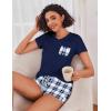 Ekouaer Womens Pajama Sets Short Sleeve Pajamas for Women Sets Soft Lounge Sets Casual V Neck Sleepwear PJS(Blue Plaid)