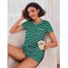 Ekouaer Womens Pajama Sets Short Sleeve Pajamas for Women Sets Soft Lounge Sets Casual V Neck Sleepwear PJS(Green Stripes)