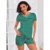 Ekouaer Womens Pajama Sets Short Sleeve Pajamas for Women Sets Soft Lounge Sets Casual V Neck Sleepwear PJS(Green Stripes)