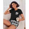 Ekouaer Womens Pajama Sets Short Sleeve Pajamas for Women Sets Soft Lounge Sets Casual V Neck Sleepwear PJS(Grey Plaid)