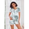 Ekouaer Womens Pajama Sets Short Sleeve Pajamas for Women Sets Soft Lounge Sets Casual V Neck Sleepwear PJS(Greytie Dye)