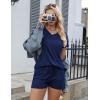 Ekouaer Womens Pajama Sets Short Sleeve Pajamas for Women Sets Soft Lounge Sets Casual V Neck Sleepwear PJS(Navy Blue)