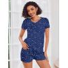 Ekouaer Womens Pajama Sets Short Sleeve Pajamas for Women Sets Soft Lounge Sets Casual V Neck Sleepwear PJS(Navy Blue Star)