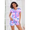 Ekouaer Womens Pajama Sets Short Sleeve Pajamas for Women Sets Soft Lounge Sets Casual V Neck Sleepwear PJS(Pink Tie Dye)