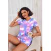Ekouaer Womens Pajama Sets Short Sleeve Pajamas for Women Sets Soft Lounge Sets Casual V Neck Sleepwear PJS(Pink Tie Dye)