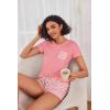 Ekouaer Womens Pajama Sets Short Sleeve Pajamas for Women Sets Soft Lounge Sets Casual V Neck Sleepwear PJS(Pink Vertical Stripes)