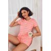 Ekouaer Womens Pajama Sets Short Sleeve Pajamas for Women Sets Soft Lounge Sets Casual V Neck Sleepwear PJS(Pink Wavy)