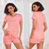 Ekouaer Womens Pajama Sets Short Sleeve Pajamas for Women Sets Soft Lounge Sets Casual V Neck Sleepwear PJS(Pink Wavy)