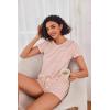 Ekouaer Womens Pajama Sets Short Sleeve Pajamas for Women Sets Soft Lounge Sets Casual V Neck Sleepwear PJS(Pink and White Stripes)
