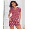 Ekouaer Womens Pajama Sets Short Sleeve Pajamas for Women Sets Soft Lounge Sets Casual V Neck Sleepwear PJS(Red Star)