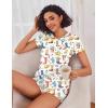 Ekouaer Womens Pajama Sets Short Sleeve Pajamas for Women Sets Soft Lounge Sets Casual V Neck Sleepwear PJS(Western Cactus)