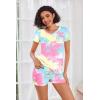 Ekouaer Womens Pajama Sets Short Sleeve Pajamas for Women Sets Soft Lounge Sets Casual V Neck Sleepwear PJS(Yellow Tie Dye)