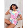 Ekouaer Womens Pajama Sets Short Sleeve Pajamas for Women Sets Soft Lounge Sets Casual V Neck Sleepwear PJS(Yellow Tie Dye)