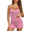 EKOUAER Pajama Sets for Women Lingerie Sleepwear Soft Pjs 2 Piece Cami Shorts Set U Neck Adjustable Strap Nightwear(Coral Pink)