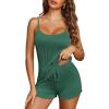 EKOUAER Pajama Sets for Women Lingerie Sleepwear Soft Pjs 2 Piece Cami Shorts Set U Neck Adjustable Strap Nightwear(Forest Green)