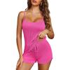 EKOUAER Pajama Sets for Women Lingerie Sleepwear Soft Pjs 2 Piece Cami Shorts Set U Neck Adjustable Strap Nightwear(Hot Pink)