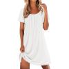 Ekouaer Cotton Nightgowns for Women Lace Trim Sleep Shirts Short Sleeve Night Shirts Sleep Dress with Pockets(White)