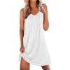 Ekouaer Cotton Nightgowns for Women Sleeveless Night Gown Tank Sleep Shirts Pleated Night Shirts V Neck Chemise(White)