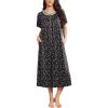 Ekouaer Long Nightgowns for Women Short Sleeve Sleepshirt Button Sleep Dress with Pockets(Navy Blue Floral)