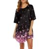 Ekouaer Nightgowns for Women Short Sleeves Sleep Shirt Crew Neck Night Shirt Colorblock Sleep Dress