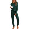 Ekouaer Pajamas Womens Long Sleeve Pj Set 2 Piece Loungewear Soft Comfy Sleepwear with Jogger Pants S-XXL(Green)