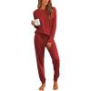 Ekouaer Pajamas Womens Long Sleeve Pj Set 2 Piece Loungewear Soft Comfy Sleepwear with Jogger Pants S-XXL(Red)