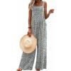 Ekouaer Women’s Casual Overalls Loose Wide Leg Jumpsuits Summer Boho Floral Printed Baggy Rompers with Pockets(A White Floral)