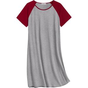 Ekouaer Nightgowns for Women Cotton Sleep Shirts Short Sleeve Nightshirt Crew Neck Night Gown Comfy Sleepwear Nightdress(Light Grey)