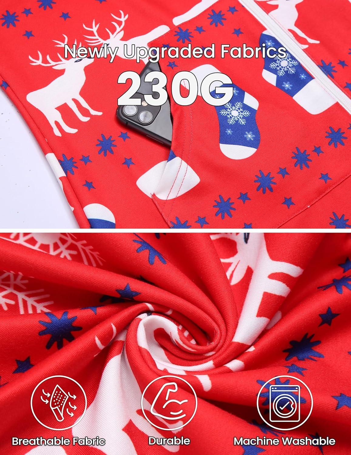 imageEkouaer Christmas Onesie for Couples Zipper Hooded Adult Matching Onesie Pajamas with PocketsElk Snowflake