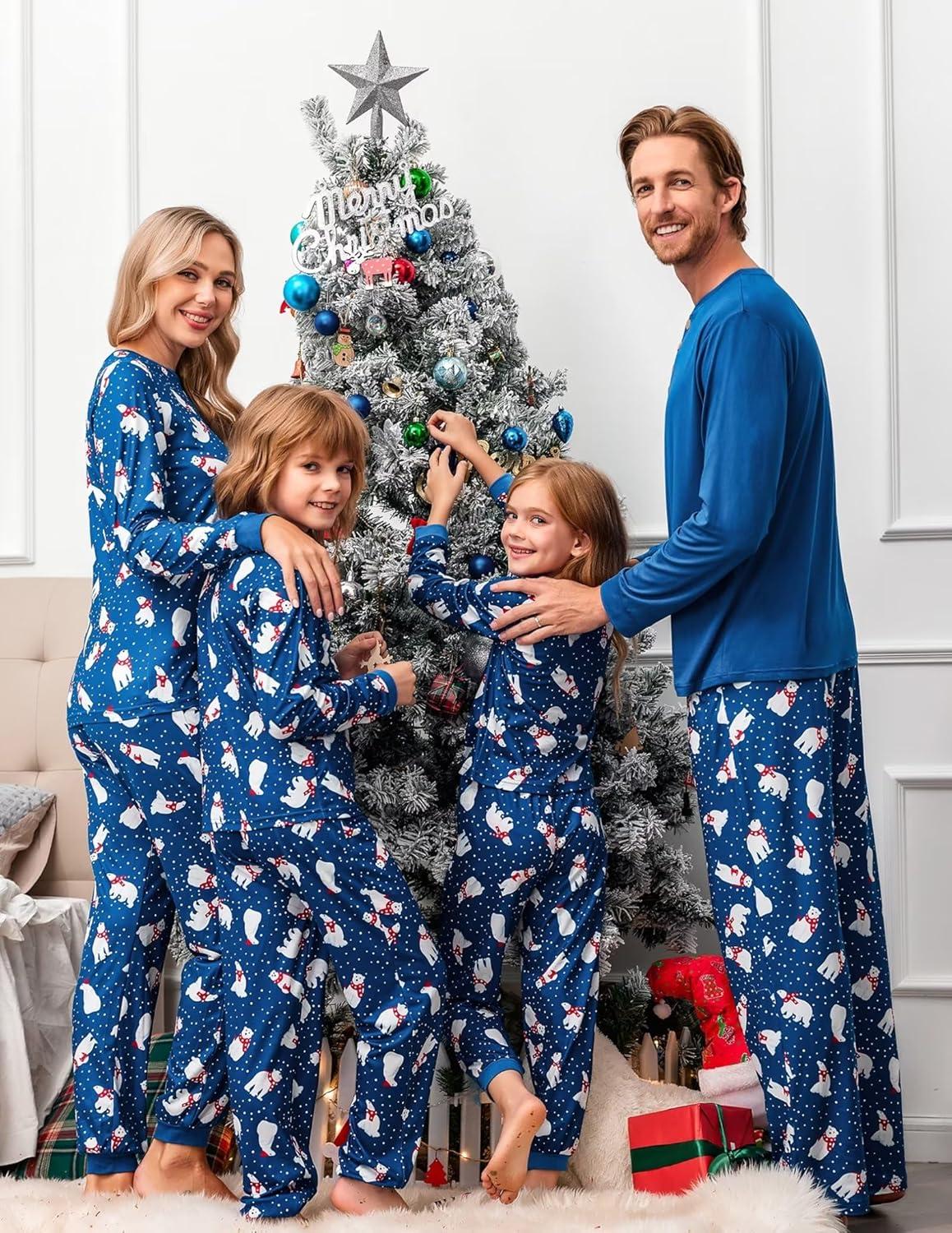 imageEkouaer Family Christmas Pajamas Matching Sets Womens Mens Pjs Long Sleeve Sleepwear Holiday Lounge SetsNavypolar Bear