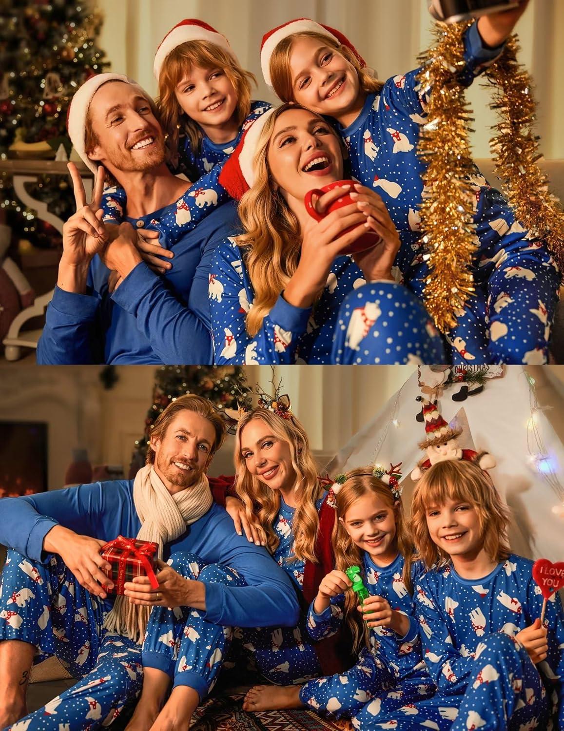 imageEkouaer Family Christmas Pajamas Matching Sets Womens Mens Pjs Long Sleeve Sleepwear Holiday Lounge SetsNavypolar Bear