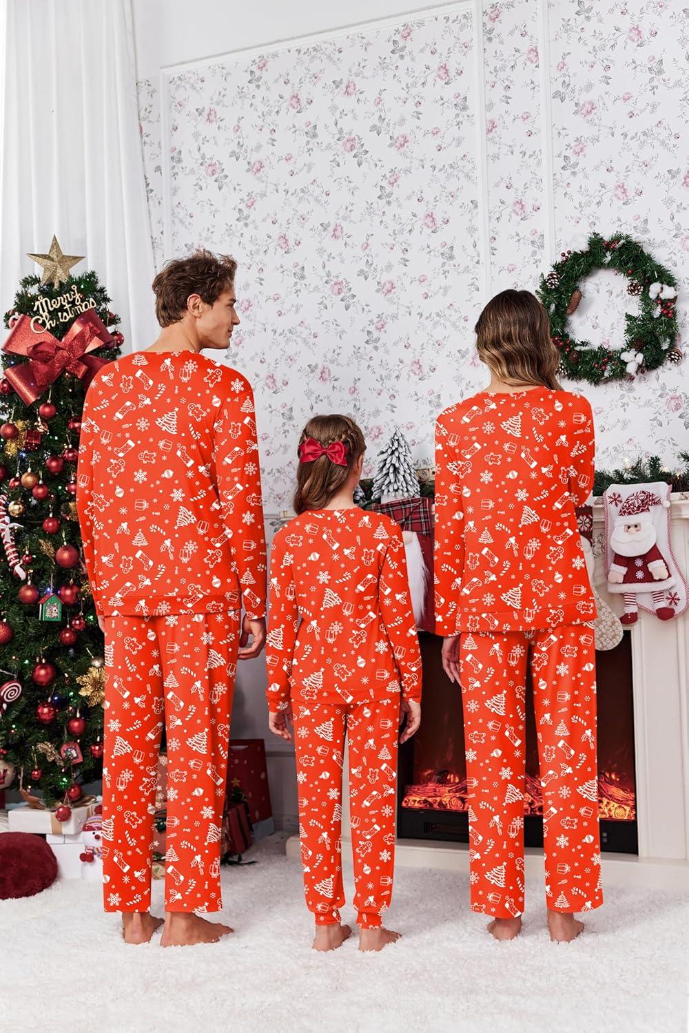 imageEkouaer Matching Family Sets Christmas Pajamas Set Xmas PJS Sleepwear Soft Christmas Matching JammiesChristmas Tree Red