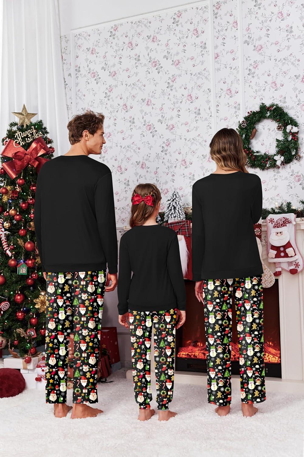 imageEkouaer Matching Family Sets Christmas Pajamas Set Xmas PJS Sleepwear Soft Christmas Matching JammiesChristmasblack