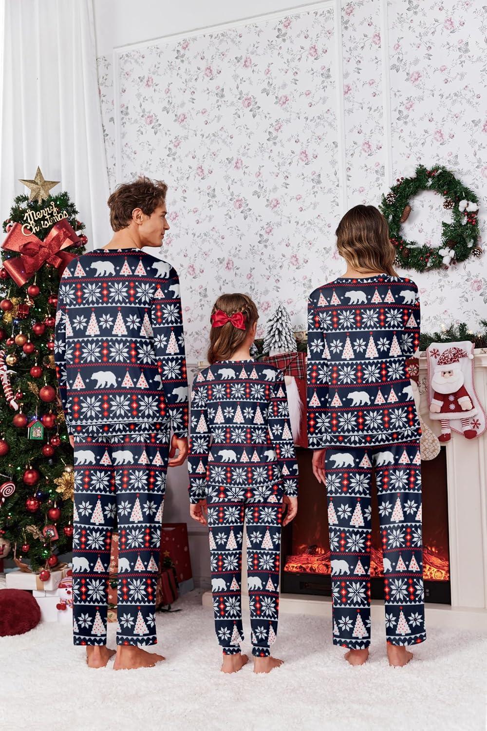 imageEkouaer Matching Family Sets Christmas Pajamas Set Xmas PJS Sleepwear Soft Christmas Matching JammiesChristmasnavy