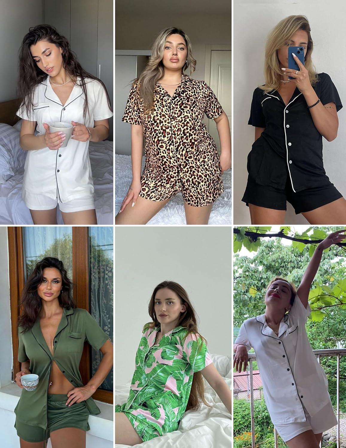 imageEkouaer Pajamas Set for Women Short Sleeve Sleepwear Button Down Pjs Soft 2 Piece Lounge Sets XSXXXLLavender
