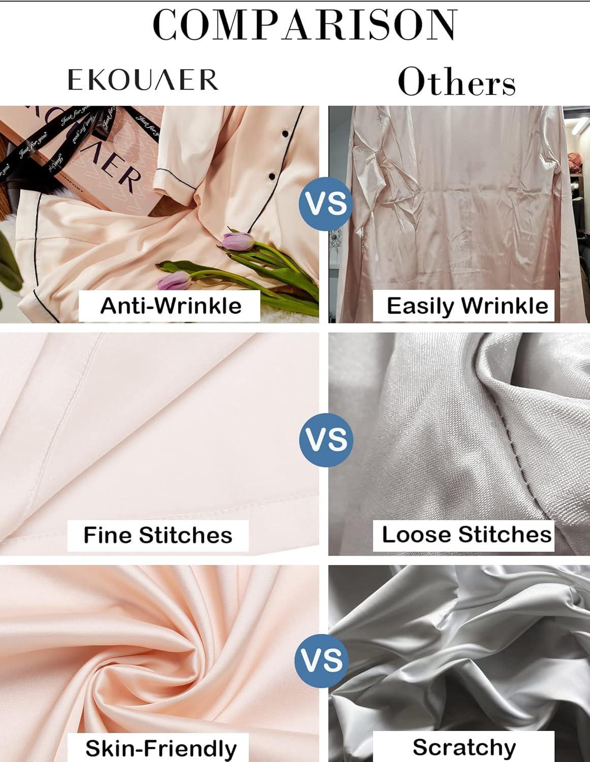 imageEkouaer Silk Pajamas for Women Button Down Satin Pj Set Soft Long Sleeve 2 Piece Sleepwear Loungewear SXXLBlue Green