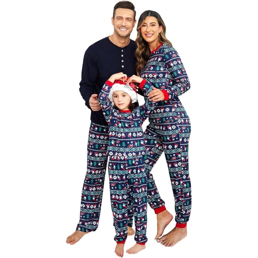imageEkouaer Family Christmas Pajamas Matching Sets Womens Mens Pjs Long Sleeve Sleepwear Holiday Lounge SetsNavy Bluesanta Claus