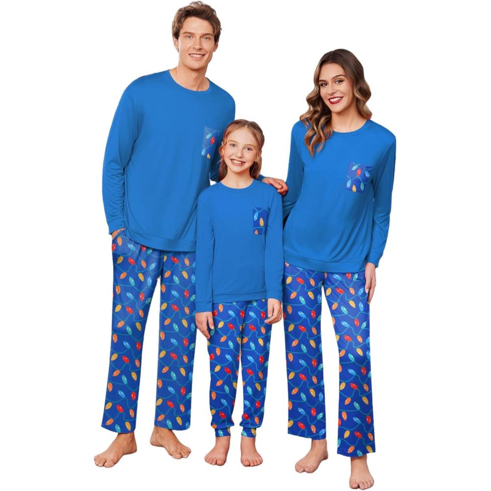 imageEkouaer Matching Family Sets Christmas Pajamas Set Xmas PJS Sleepwear Soft Christmas Matching JammiesChristmas Bulbscolorful