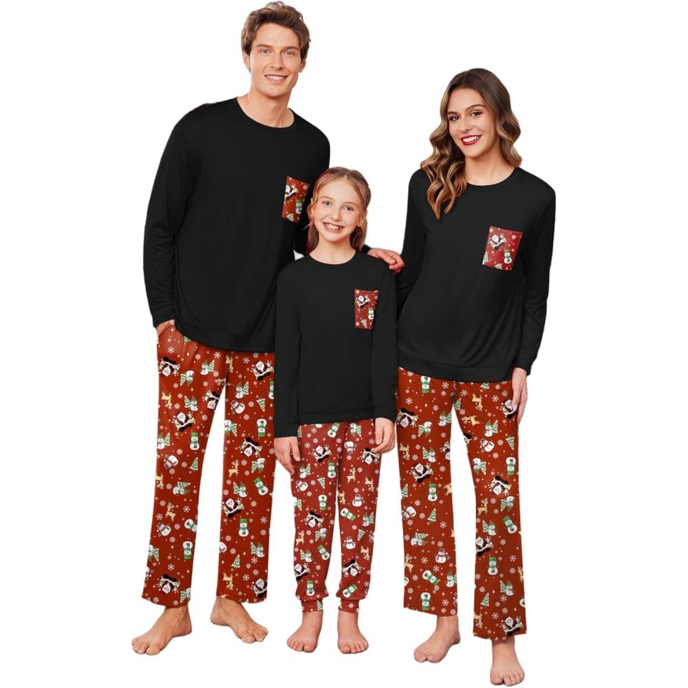 imageEkouaer Matching Family Sets Christmas Pajamas Set Xmas PJS Sleepwear Soft Christmas Matching JammiesChristmas Snowman Red