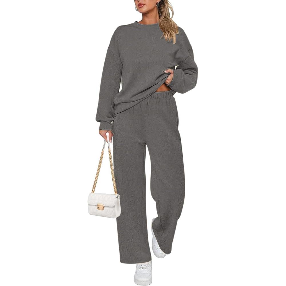 imageEkouaer Womens Pajama Sets Fuzzy Fleece Long Sleeve Sleepwear Comfy Pjs 2 Piece Lounge Set Nightwear with Poeckts SXXLDark Gray