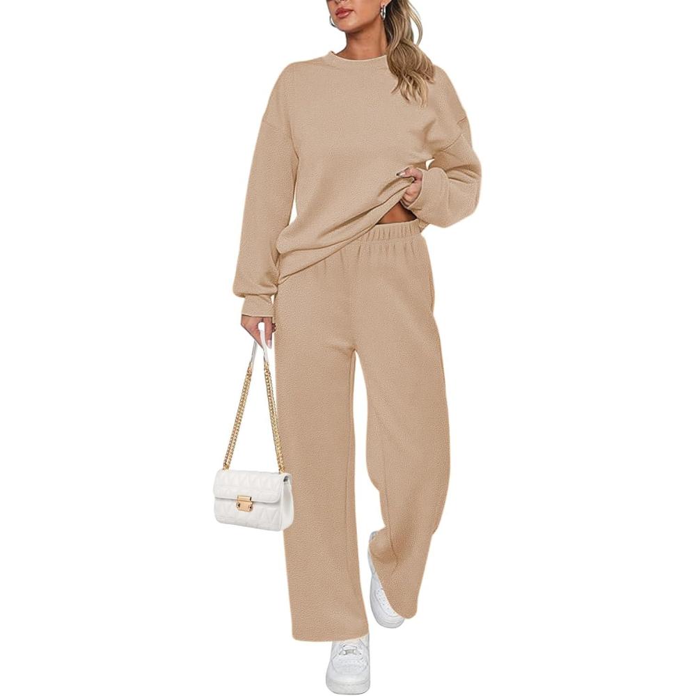 imageEkouaer Womens Pajama Sets Fuzzy Fleece Long Sleeve Sleepwear Comfy Pjs 2 Piece Lounge Set Nightwear with Poeckts SXXLKhaki