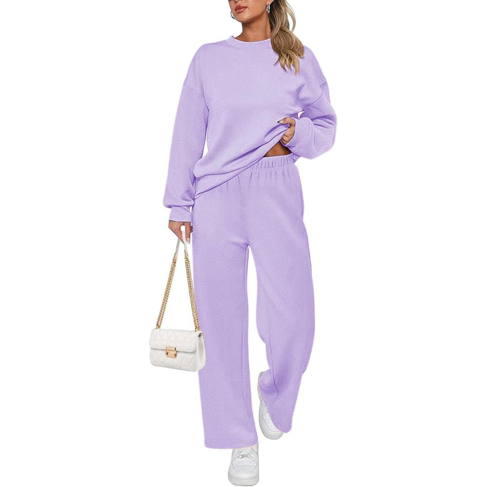 imageEkouaer Womens Pajama Sets Fuzzy Fleece Long Sleeve Sleepwear Comfy Pjs 2 Piece Lounge Set Nightwear with Poeckts SXXLLilac