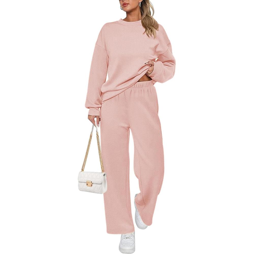 imageEkouaer Womens Pajama Sets Fuzzy Fleece Long Sleeve Sleepwear Comfy Pjs 2 Piece Lounge Set Nightwear with Poeckts SXXLPink