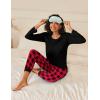 Ekouaer 2 Pack Womens Pajamas Set Long Sleeve Sleepwear Top and Jogger Pants Lounge Sets Cozy Pjs Loungewear S-XXL(Black Red Plaid+leopard)