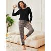 Ekouaer 2 Pack Womens Pajamas Set Long Sleeve Sleepwear Top and Jogger Pants Lounge Sets Cozy Pjs Loungewear S-XXL(Black Red Plaid+leopard)